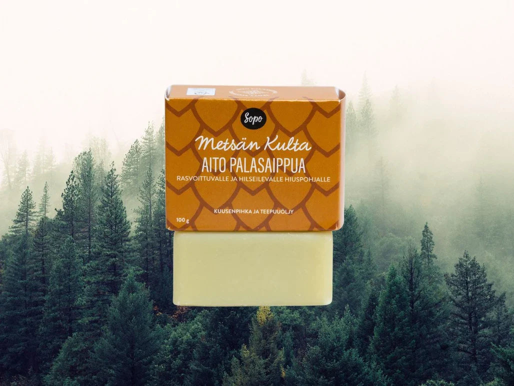 Metsän Kulta Aito Palasaippua – sulfaatiton palashampoo rasvoittuvalle ja hilseilevälle hiuspohjalle