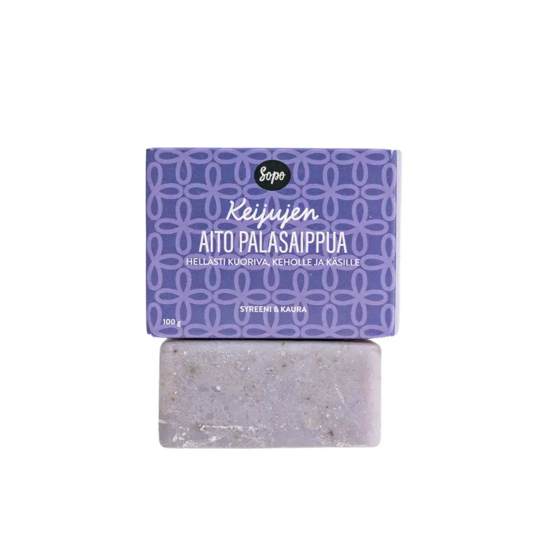 kuoriva keijujen aito syreeni ja kaura palasaippua tuotekuva