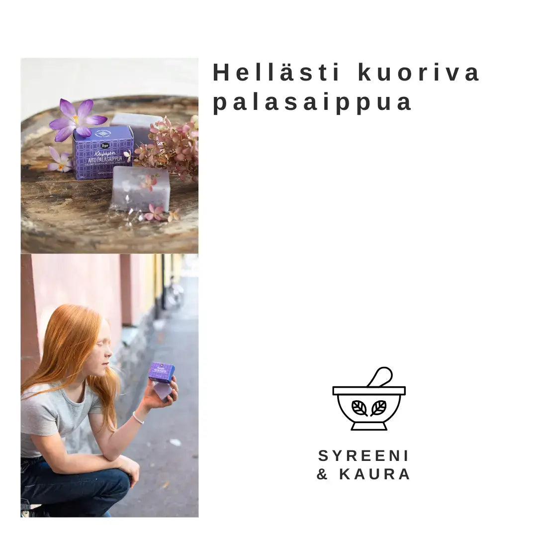 kuoriva keijujen aito syreeni ja kaura palasaippua tuotekuva