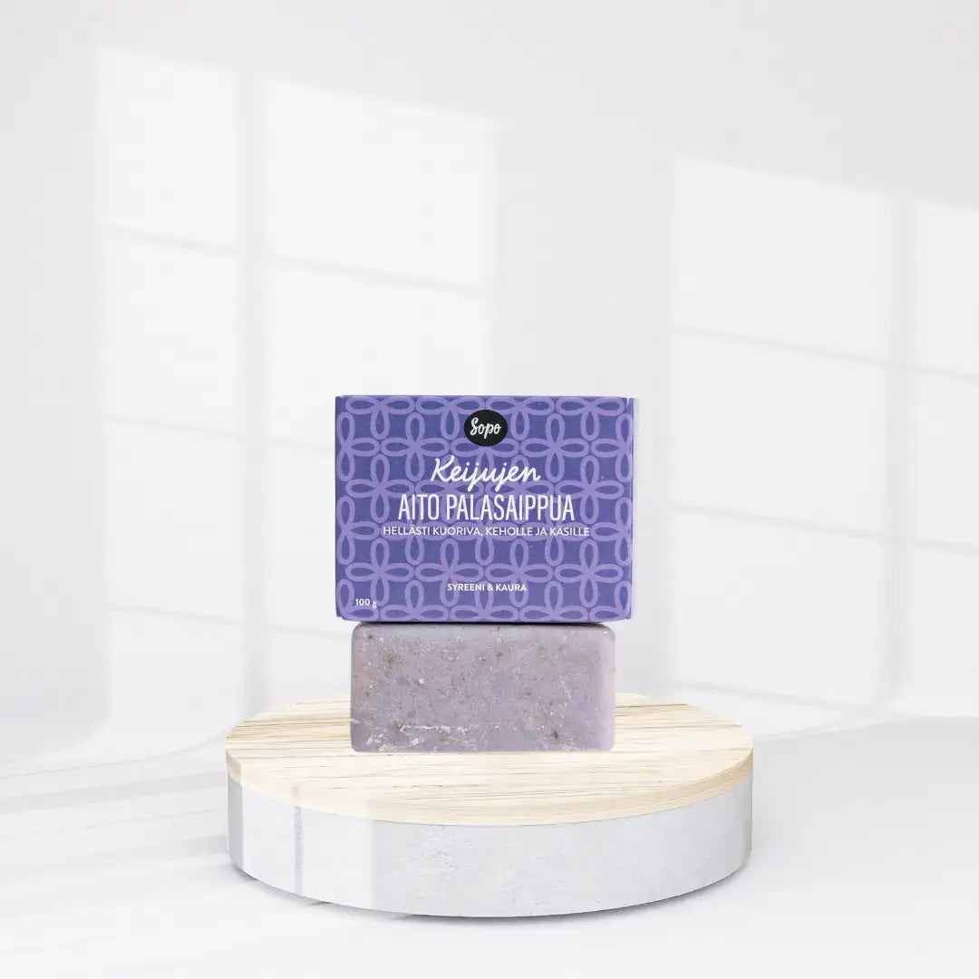 kuoriva keijujen aito syreeni ja kaura palasaippua tuotekuva